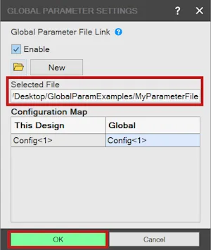 Łączenie pliku parametrów globalnych z częścią
