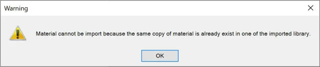 Nie można zaimportować materiału