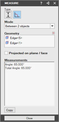 Jak zmierzyć kąt pomiędzy dwoma elementami geometrycznymi